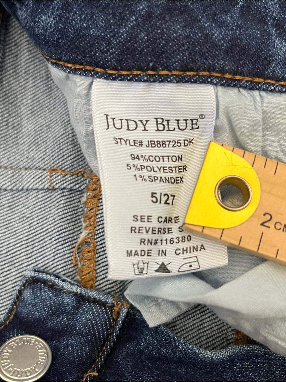 Judy Blue High Rise Wide Leg Cargo Pocket Jeans Dark Wash Size 5/27 - Picture 5 of 12